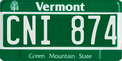 VT license plate CNI874