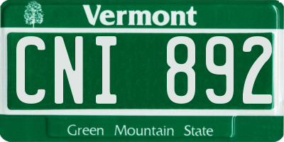 VT license plate CNI892