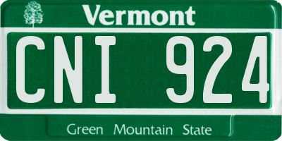 VT license plate CNI924