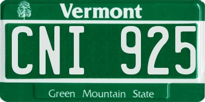 VT license plate CNI925