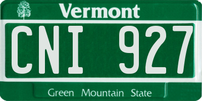 VT license plate CNI927
