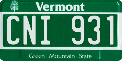 VT license plate CNI931