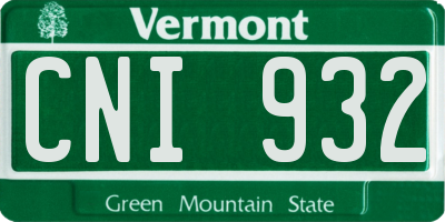 VT license plate CNI932