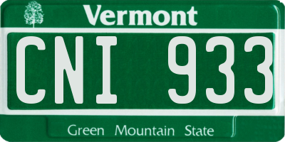 VT license plate CNI933