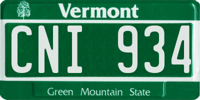 VT license plate CNI934
