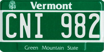 VT license plate CNI982