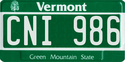 VT license plate CNI986