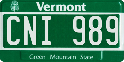VT license plate CNI989