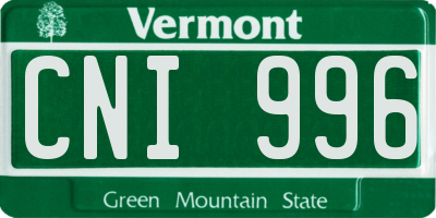 VT license plate CNI996