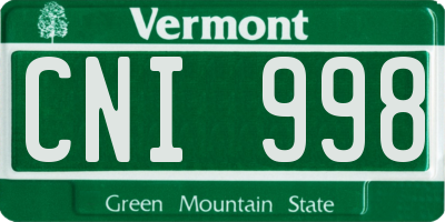 VT license plate CNI998