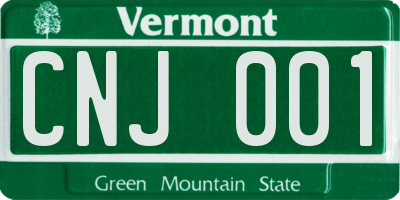 VT license plate CNJ001