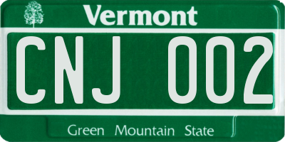 VT license plate CNJ002