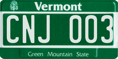 VT license plate CNJ003