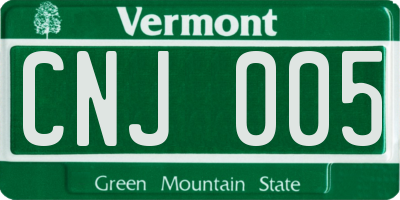 VT license plate CNJ005