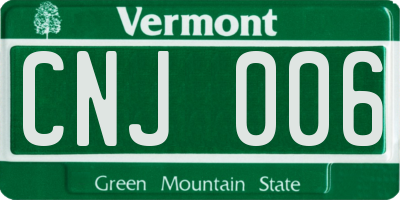 VT license plate CNJ006