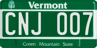 VT license plate CNJ007