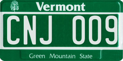 VT license plate CNJ009