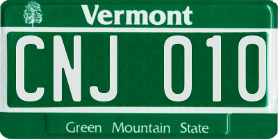 VT license plate CNJ010