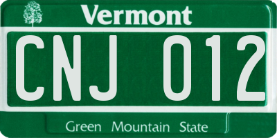 VT license plate CNJ012