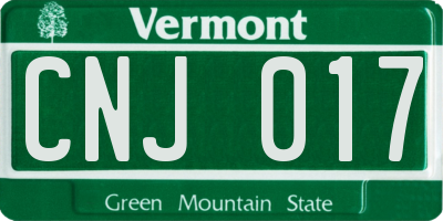VT license plate CNJ017
