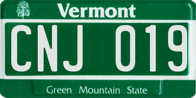 VT license plate CNJ019