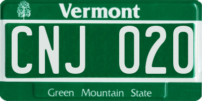 VT license plate CNJ020
