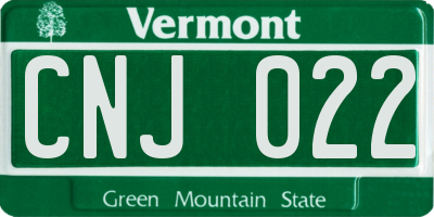 VT license plate CNJ022