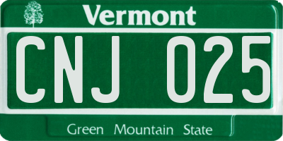 VT license plate CNJ025