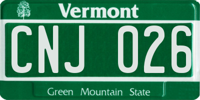 VT license plate CNJ026
