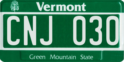 VT license plate CNJ030