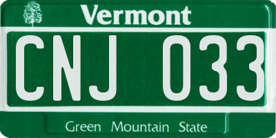 VT license plate CNJ033