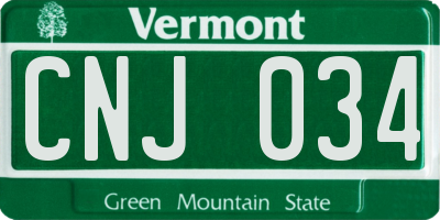 VT license plate CNJ034