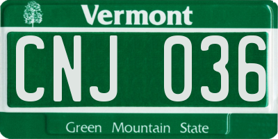VT license plate CNJ036
