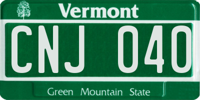 VT license plate CNJ040
