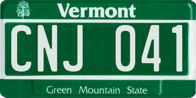 VT license plate CNJ041