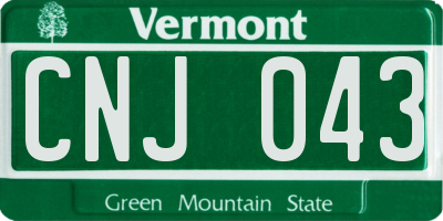 VT license plate CNJ043