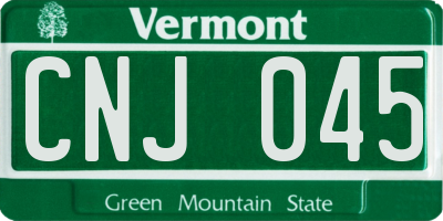 VT license plate CNJ045