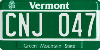 VT license plate CNJ047