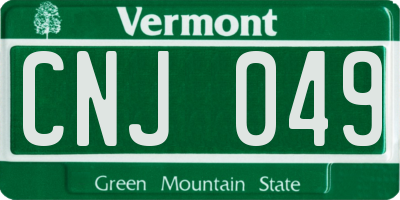 VT license plate CNJ049