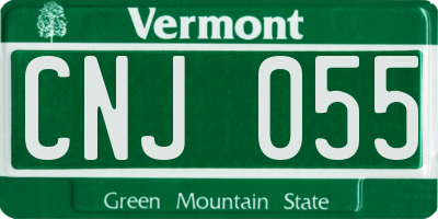 VT license plate CNJ055