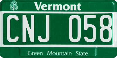 VT license plate CNJ058