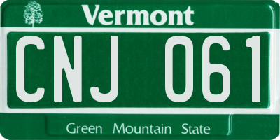 VT license plate CNJ061