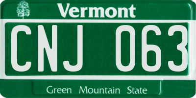 VT license plate CNJ063