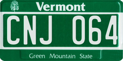 VT license plate CNJ064
