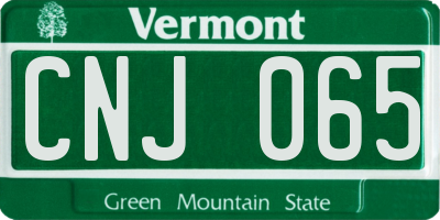VT license plate CNJ065