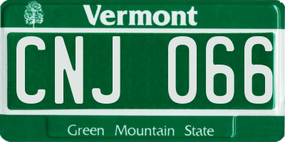 VT license plate CNJ066