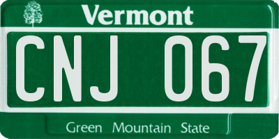 VT license plate CNJ067