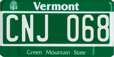 VT license plate CNJ068