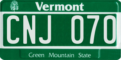 VT license plate CNJ070
