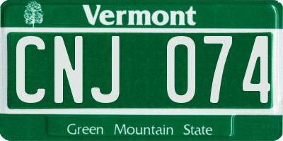 VT license plate CNJ074
